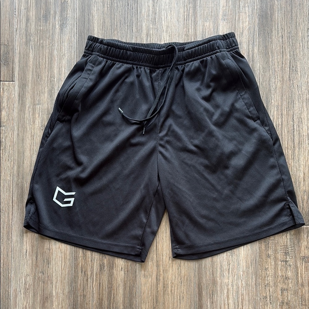 Black Athletic Shorts with Elastic Waistband and zip  pockets Medium